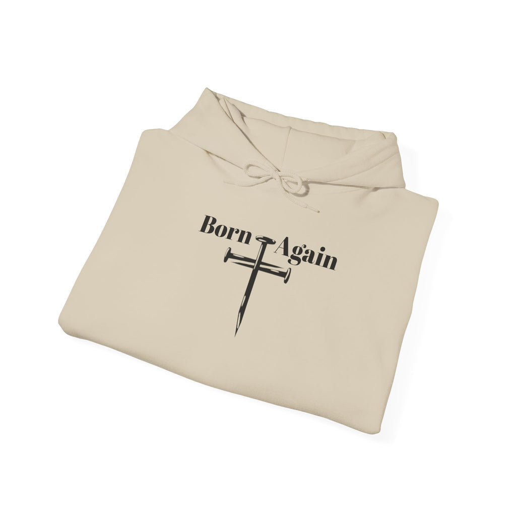 Born Again Hoodie — Christian Faith Hoodie with “He Is Risen” Matthew 28:6 Back Print