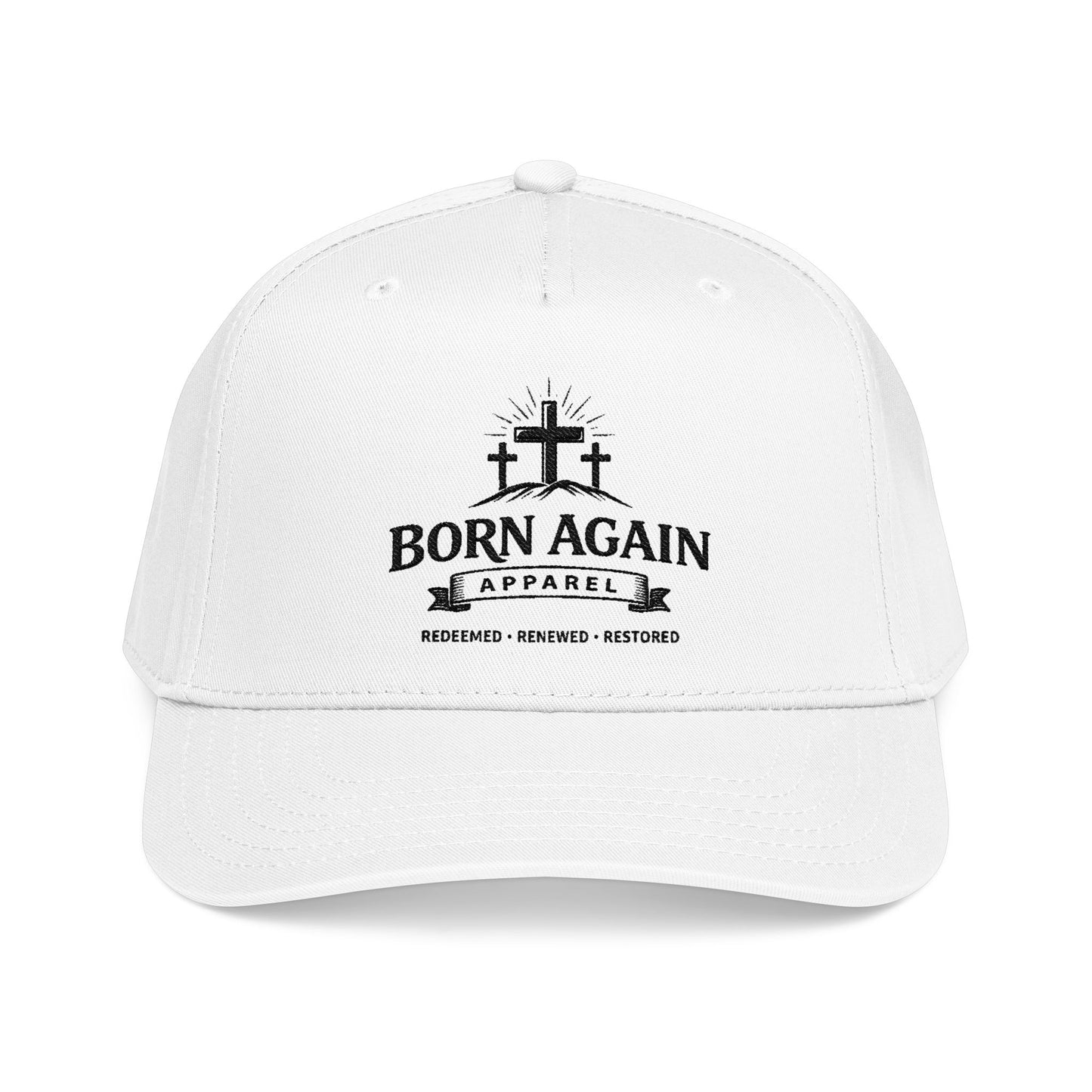 Born Again Embroidered Baseball Cap — Christian Faith Hat (Redeemed, Renewed, Restored)