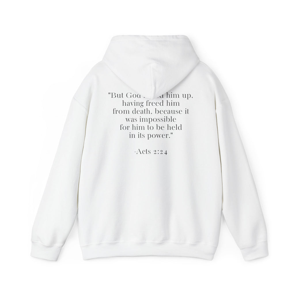 Born Again Floral Hoodie — Christian Faith Scripture Sweatshirt (Acts 2:24)