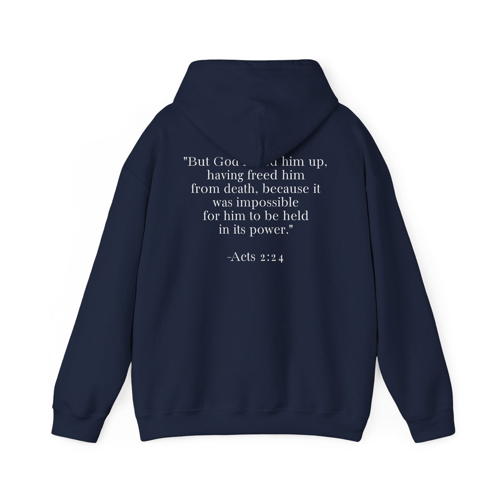 Born Again Floral Hoodie — Christian Faith Scripture Sweatshirt (Acts 2:24)
