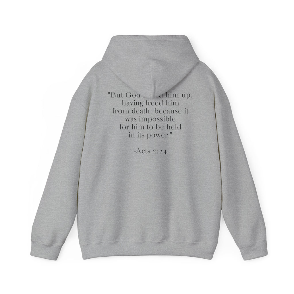 Born Again Floral Hoodie — Christian Faith Scripture Sweatshirt (Acts 2:24)