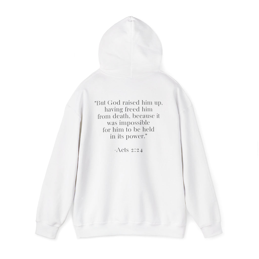 Born Again Floral Hoodie — Christian Faith Scripture Sweatshirt (Acts 2:24)
