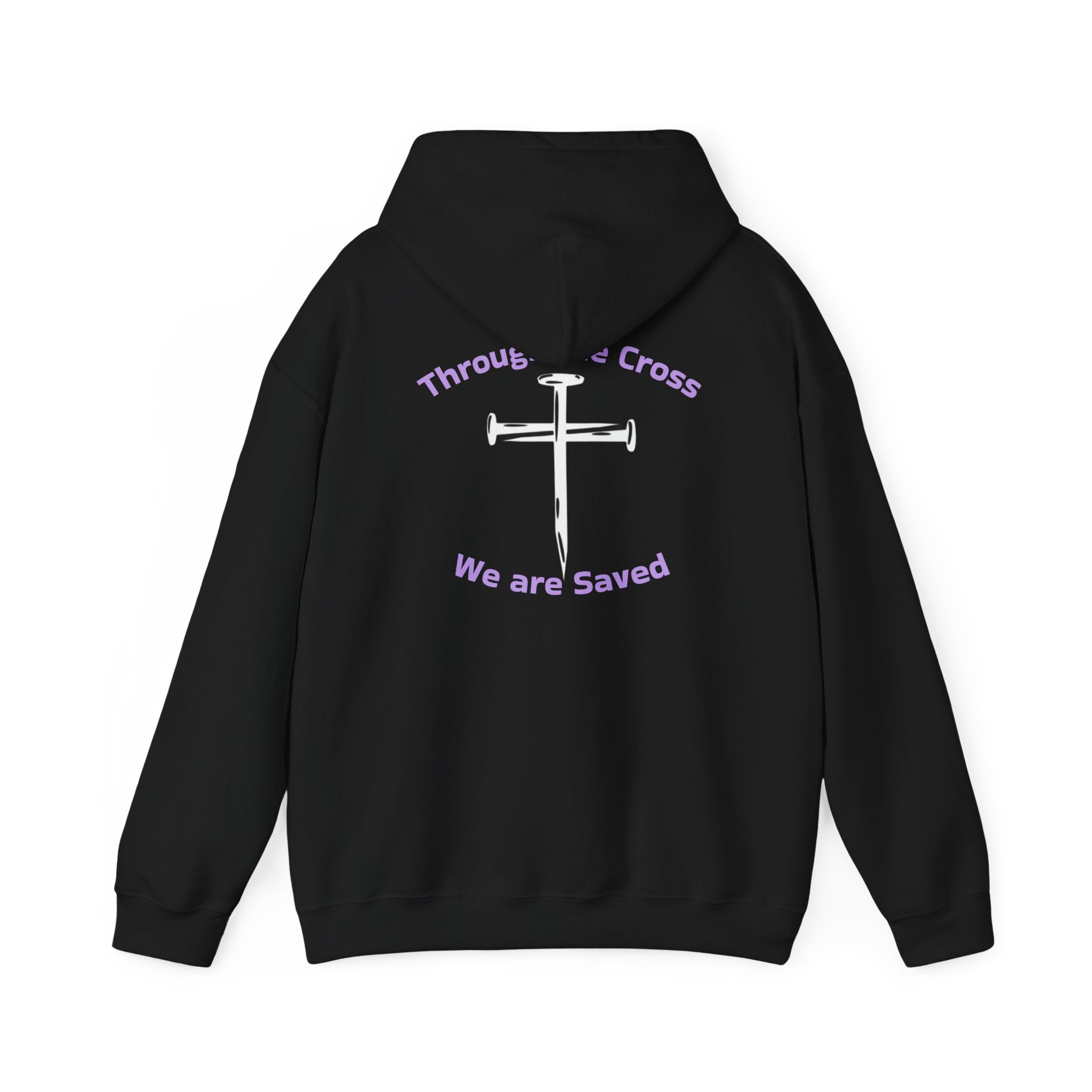 Born Again Cross Hoodie — "Born Again" Floral Front & "Through a Cross We are Saved" Back Christian Pullover