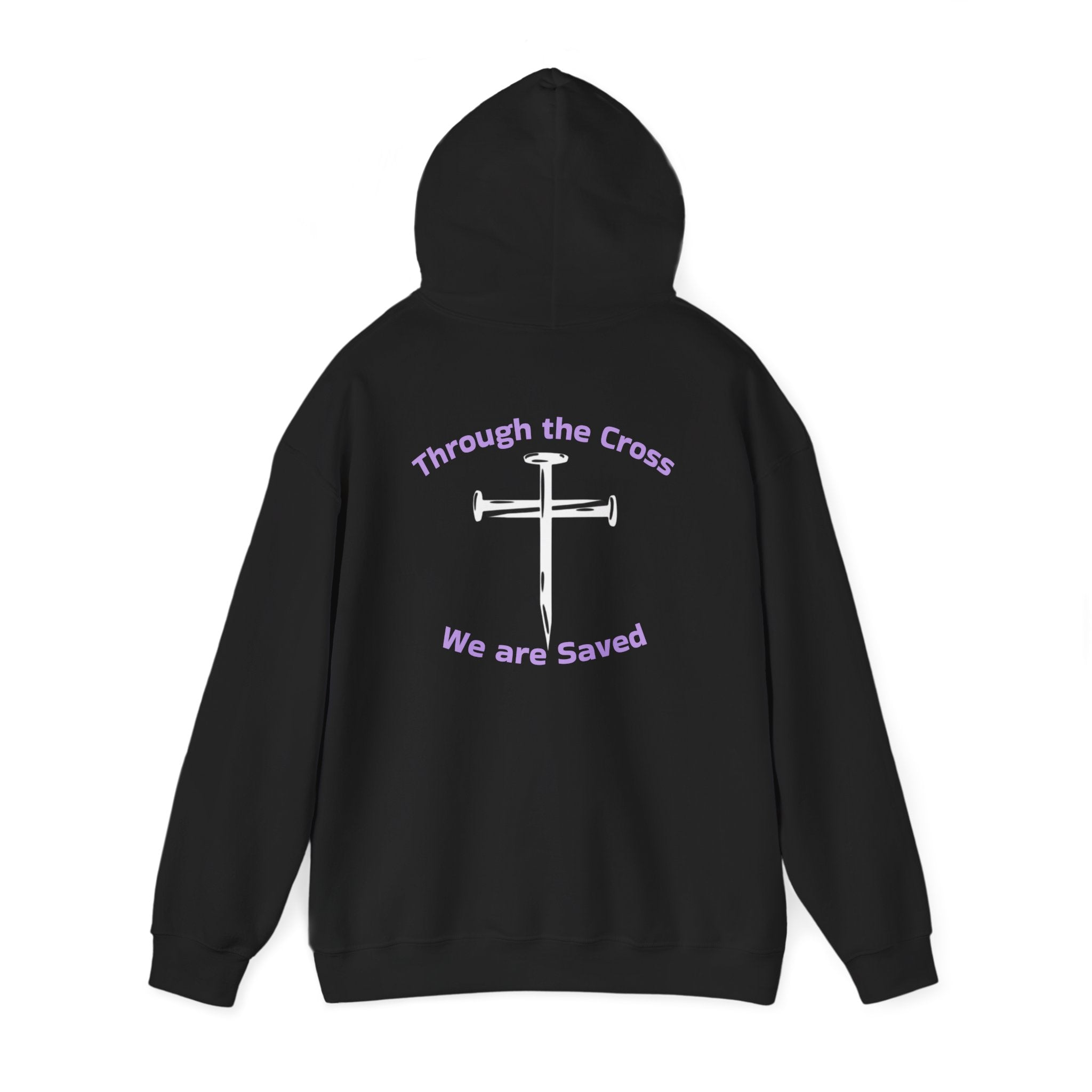 Born Again Cross Hoodie — "Born Again" Floral Front & "Through a Cross We are Saved" Back Christian Pullover