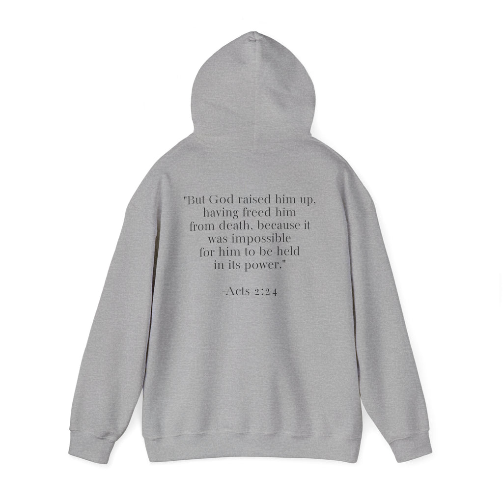 Born Again Floral Hoodie — Christian Faith Scripture Sweatshirt (Acts 2:24)