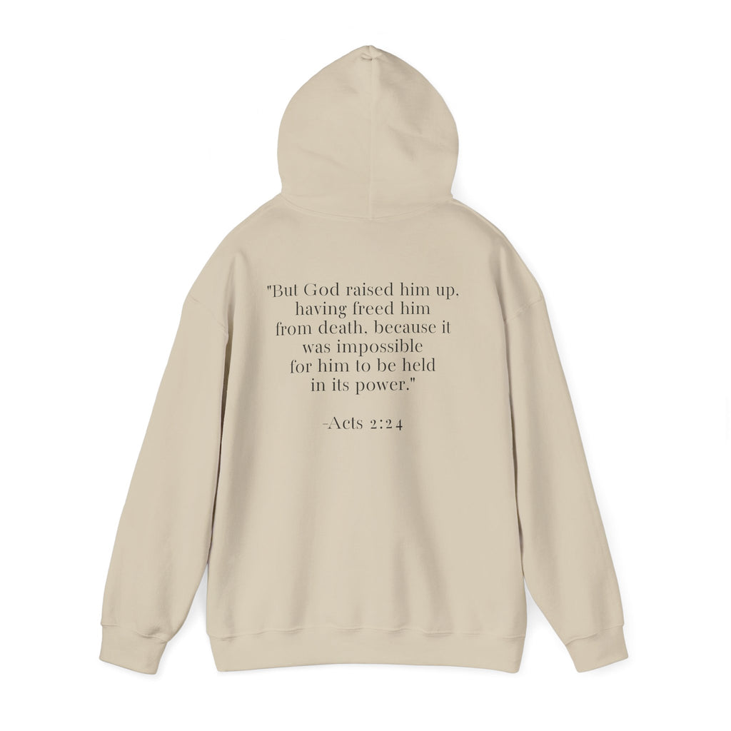 Born Again Floral Hoodie — Christian Faith Scripture Sweatshirt (Acts 2:24)