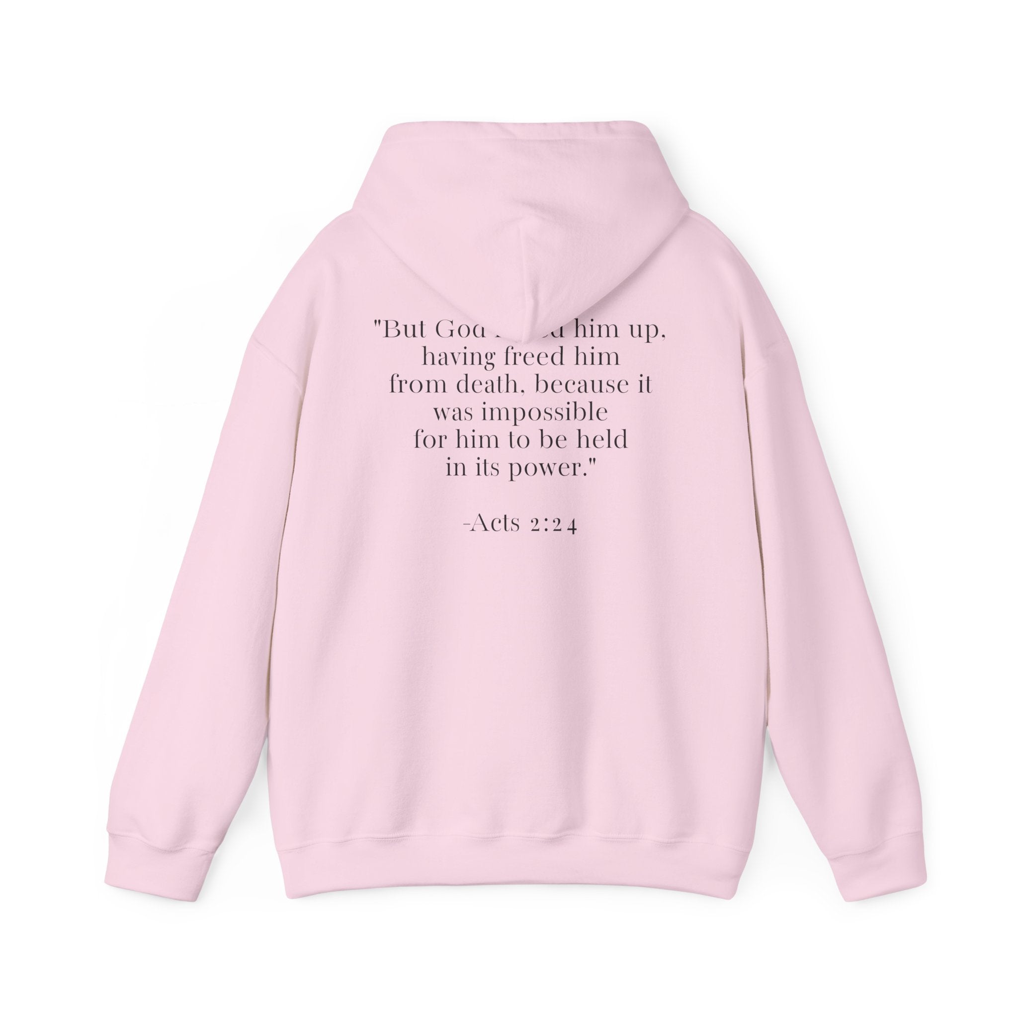Born Again Floral Hoodie — Christian Faith Scripture Sweatshirt (Acts 2:24)