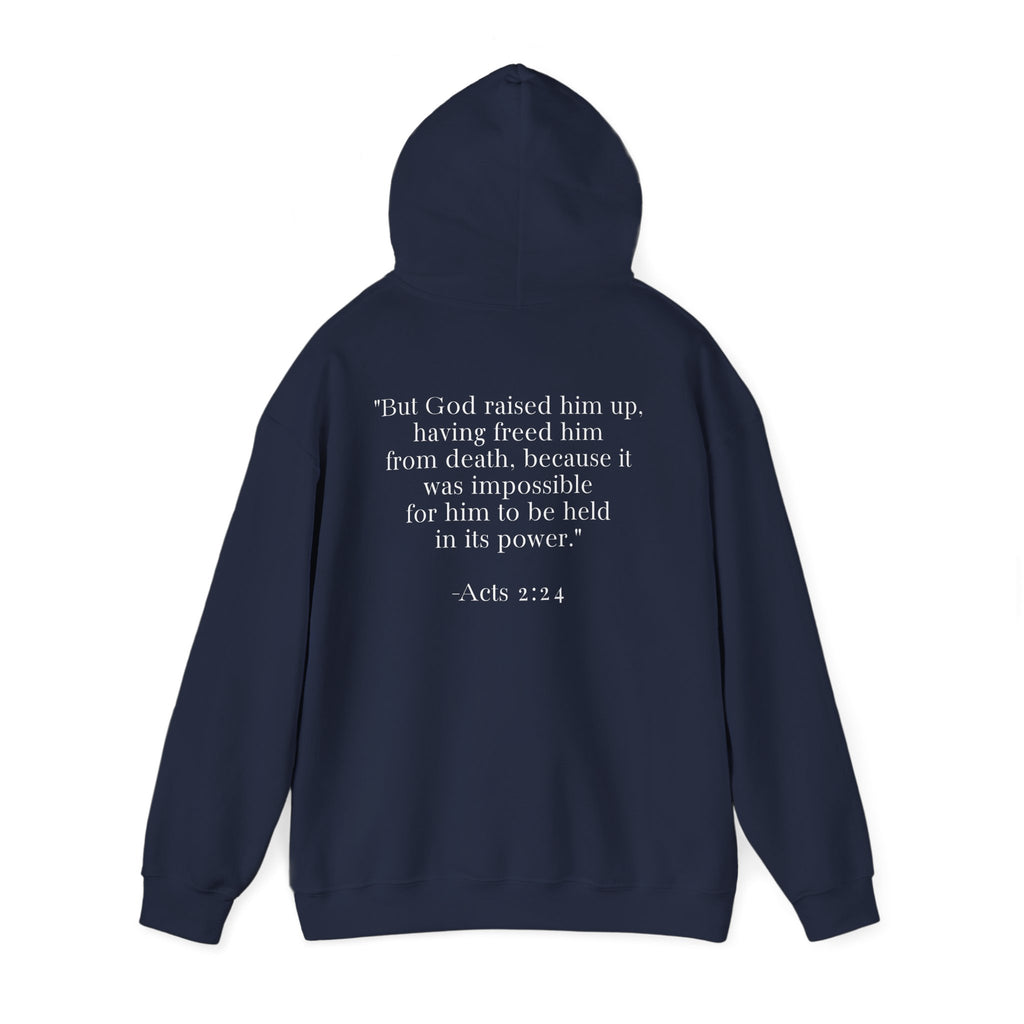 Born Again Floral Hoodie — Christian Faith Scripture Sweatshirt (Acts 2:24)